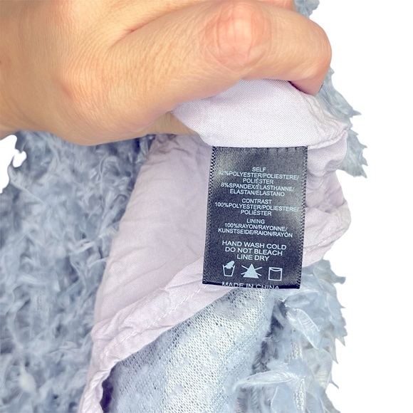 Sunday In Brooklyn Anthropologie Feather Grey Blue Velvet Sleeveless Dress S - Picture 4 of 11